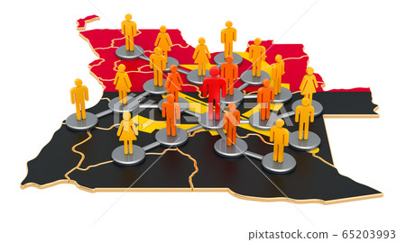 Contact tracing system in Angola, 3D rendering Contact tracing system in Angola, 3D rendering 65203993