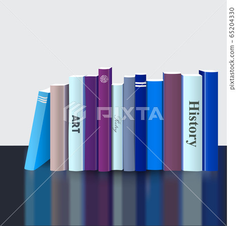 Book shelf. Realistic 3D Vector illustration. Color design. Bookstore indoor. 65204330