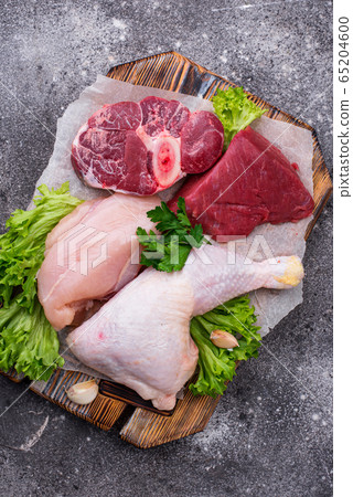 Assortment of various raw meat Assortment of various raw meat 65204600