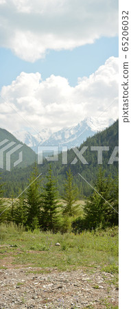 Altai mountains landscape from high altitude viewpoint. Aktru ridge. Siberia. Russia. Panorama big size Altai mountains landscape from high altitude viewpoint. Aktru ridge. Siberia. Russia. Panorama big size 65206032