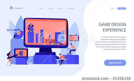 Computer games development concept landing page - Stock Illustration ...