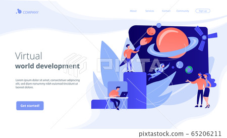 Virtual world development concept landing page - Stock Illustration ...