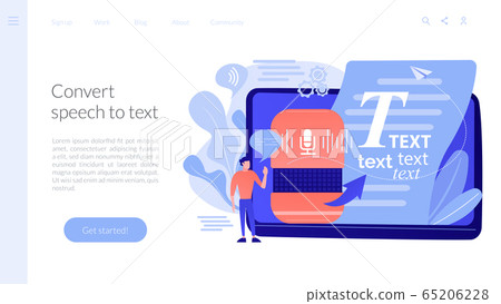 Speech to text concept landing page Speech to text concept landing page 65206228