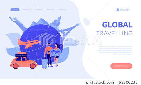 Global travelling concept landing page. Global travelling concept landing page. 65206233