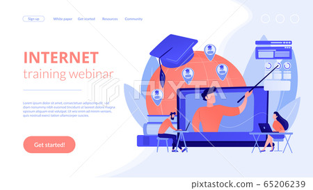 Global online education concept landing page. Global online education concept landing page. 65206239