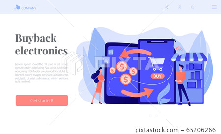 Mobile device trade-in concept landing page. Mobile device trade-in concept landing page. 65206266