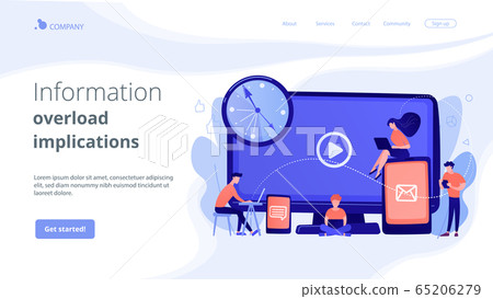 Screen addiction concept landing page. Screen addiction concept landing page. 65206279