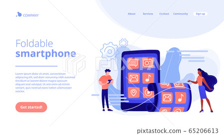 Foldable smartphone concept landing page. - Stock Illustration ...