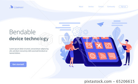 Bendable device technology concept landing page. Bendable device technology concept landing page. 65206615