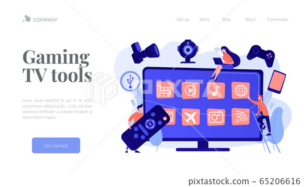 Smart TV accessories concept landing page. Smart TV accessories concept landing page. 65206616