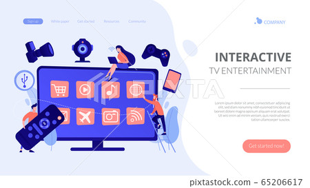 Smart TV accessories concept landing page. Smart TV accessories concept landing page. 65206617