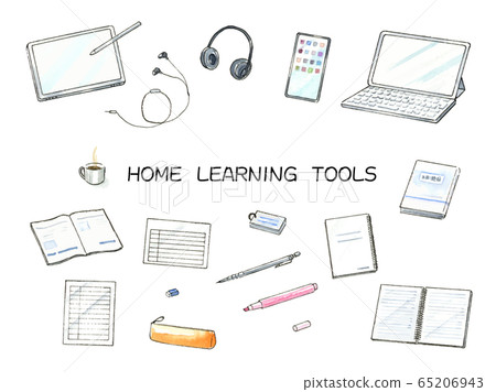 Online learning set watercolor illustration 65206943