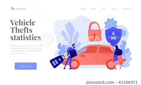 Car alarm system concept landing page. 65206951