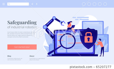 Industrial cybersecurity concept landing page. Industrial cybersecurity concept landing page. 65207277