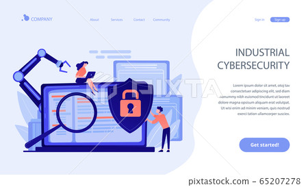 Industrial cybersecurity concept landing page. 65207278