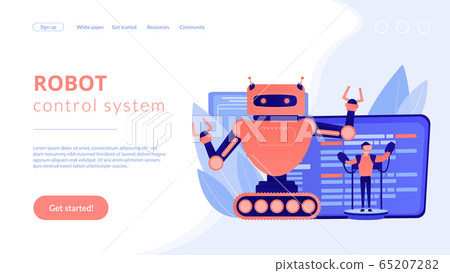 Remotely operated robots concept landing page. Remotely operated robots concept landing page. 65207282
