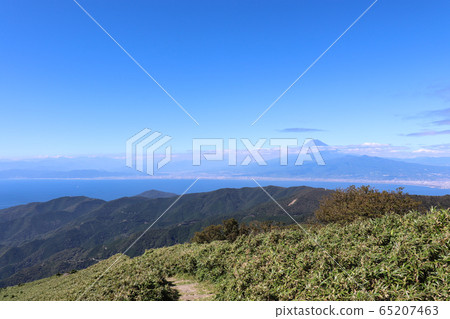 從達摩山(靜岡縣)看的富士山和駿河灣 從達摩山(靜岡縣)看的富士山和駿河灣 65207463