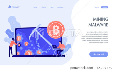 Hidden mining concept landing page. 65207479