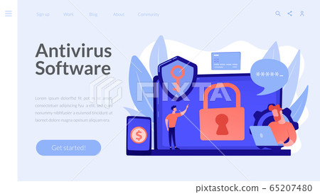Cyber security software concept landing page. 65207480