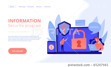 Cyber security software concept landing page. 65207481