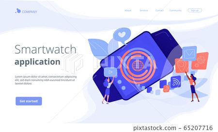 Smartwatch app concept landing page. 65207716