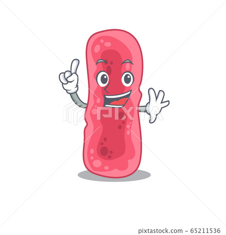 Shigella Sonnei mascot character design with one finger gesture 65211536