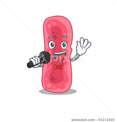 Talented singer of shigella sonnei cartoon character holding a microphone Talented singer of shigella sonnei cartoon character holding a microphone 65211569