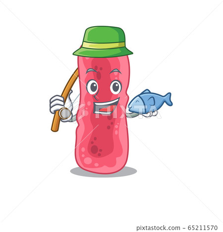 Cartoon design concept of shigella sonnei while fishing Cartoon design concept of shigella sonnei while fishing 65211570