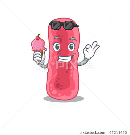 Cartoon design concept of shigella sonnei having an ice cream Cartoon design concept of shigella sonnei having an ice cream 65211630