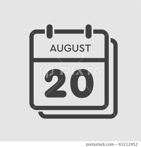 Calendar icon day 20 August, date days of the year Calendar icon day 20 August, date days of the year 65212952