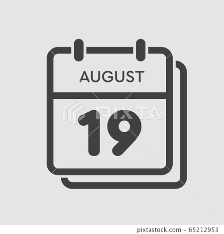 Calendar icon day 19 August, date days of the year Calendar icon day 19 August, date days of the year 65212953