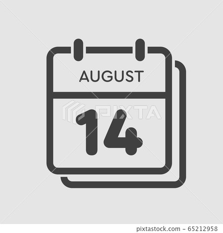 Calendar icon day 14 August, date days of the year Calendar icon day 14 August, date days of the year 65212958