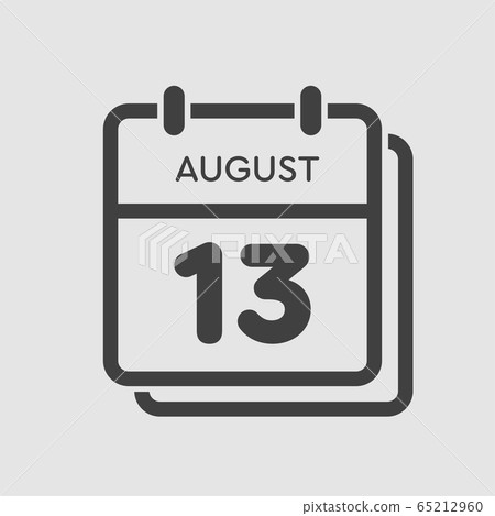 Calendar icon day 13 August, date days of the year 65212960