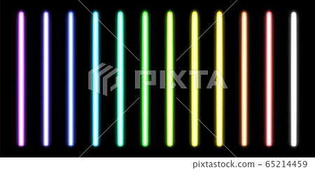 Glowing neon sticks. Fluorescent beams of laser 65214459