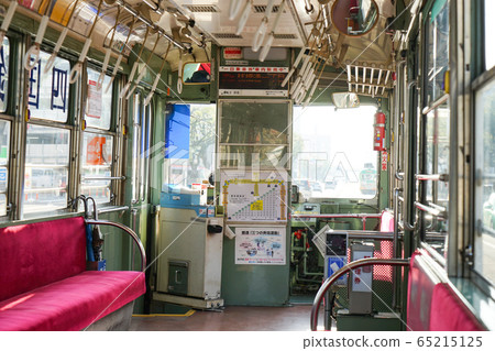 Tram running in Kochi, looking forward from inside the car Tram running in Kochi, looking forward from inside the car 65215125