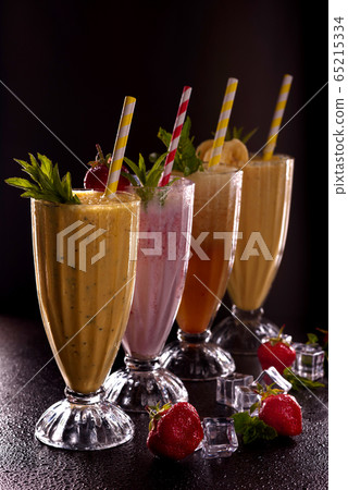 Several glasses with cold refreshing fries Several glasses with cold refreshing fries 65215334