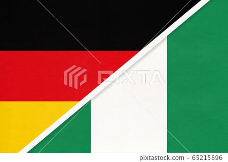 Germany vs Nigeria, symbol of two national flags. 65215896