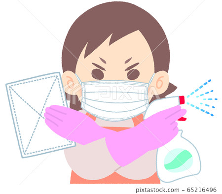 A woman who burns when cleaning and disinfecting-wearing rubber gloves with a mask window cleaning wipe cleaning cleaning around water A woman who burns when cleaning and disinfecting-wearing rubber gloves with a mask window cleaning wipe cleaning cleaning around water 65216496