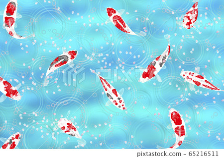 Japanese style floating petals and carp illustrations Japanese style floating petals and carp illustrations 65216511