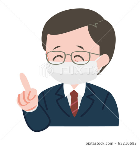 Middle-aged office worker advice laughing mask 65216682