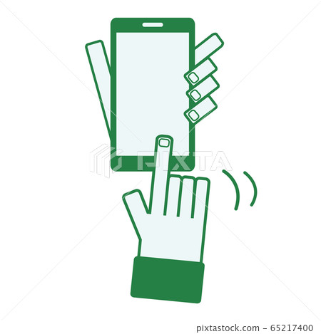 Hand operating a smart phone - Stock Illustration [65217400] - PIXTA