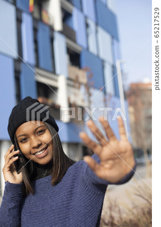 Portrait of African American young beautiful woman 65217529