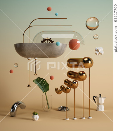 Abstract surrealism shrimp shape art 3D rendering 65217700