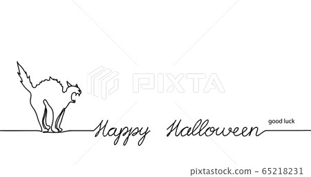 Black Cat Arched His Back And Hisses Happy Stock Illustration 65218231 Pixta