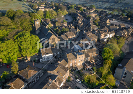 Haworth, Keighley, West Yorkshire, UK, 05,06,2020.  An aerial Shot of Haworth main street, near Keighley, West Yorkshire home of the Bronte Sisters 65218759