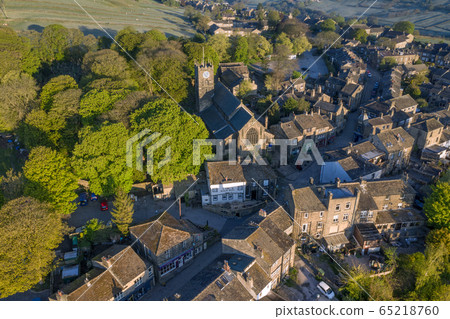 Haworth, Keighley, West Yorkshire, UK, 05,06,2020.  An aerial Shot of Haworth main street, near Keighley, West Yorkshire home of the Bronte Sisters 65218760