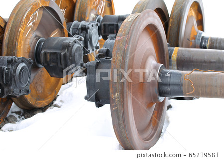Railcar wheels on the axles Railcar wheels on the axles 65219581
