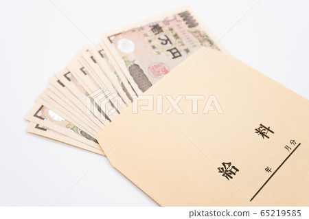 Salary bag and wad 65219585