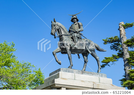 日期Masamune騎馬雕像青葉城堡仙台市 日期Masamune騎馬雕像青葉城堡仙台市 65221004