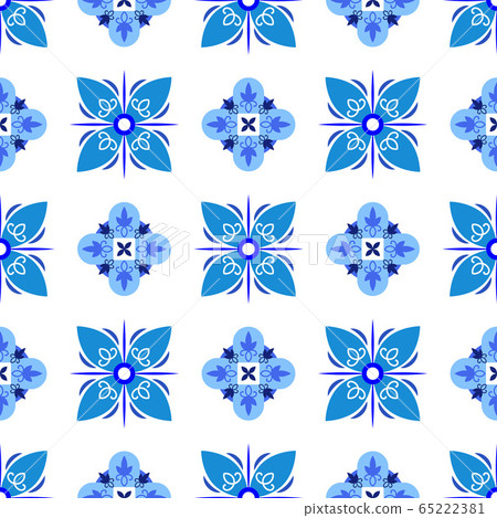 Azulejos portuguese traditional ornamental tile, blue and white seamless pattern Azulejos portuguese traditional ornamental tile, blue and white seamless pattern 65222381